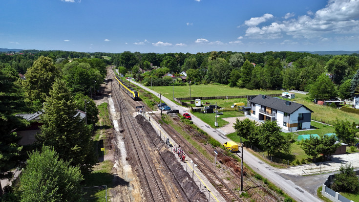LK94, Wielkie Drogi, przystanek, prace utrzymaniowe, widok z lotu ptaka