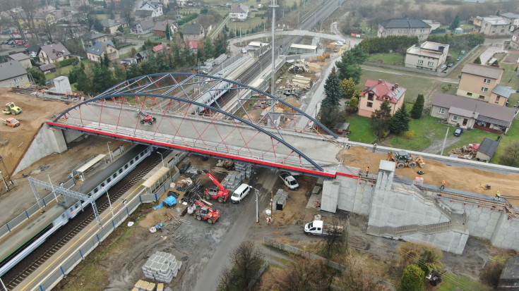 Jaworzno Ciężkowice, nowy wiadukt, nowa infrastruktura, widok z lotu ptaka