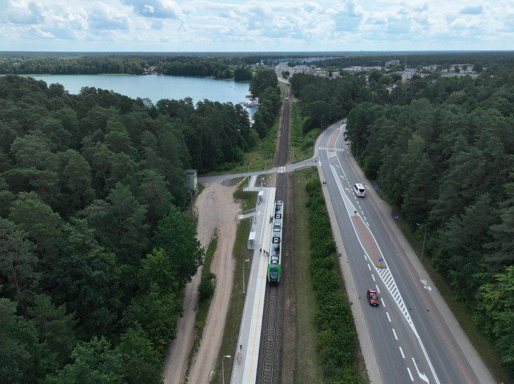 pasażer, pociąg, przystanek, Augustów Port