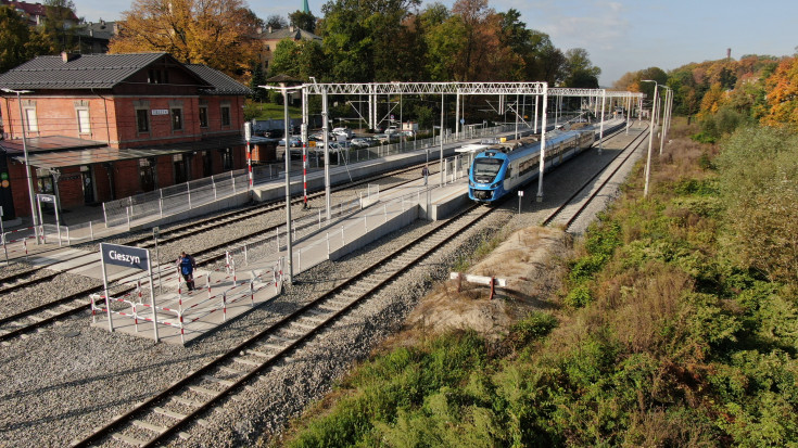 pasażer, peron, ludzie, pociąg, Cieszyn