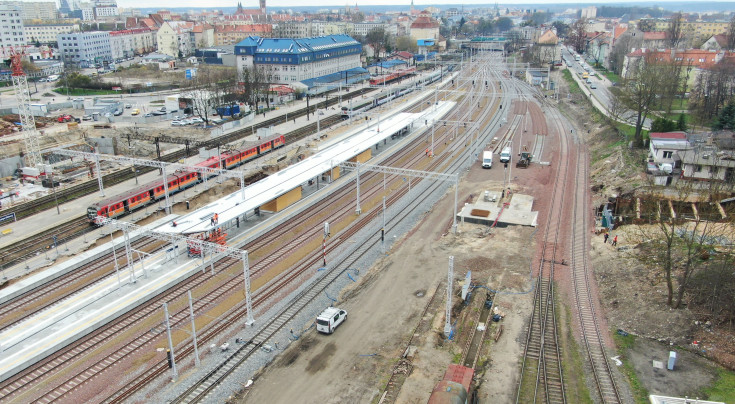 stacja, Olsztyn Główny, nowa infrastruktura, widok z lotu ptaka, nowy peron