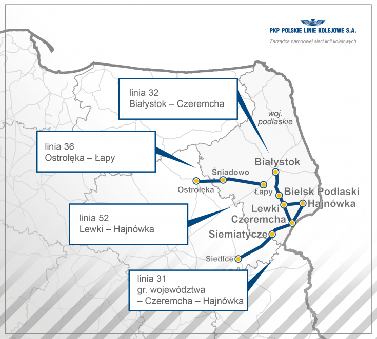 Krajowy Program Kolejowy, Sadowne, Białystok, KPK, CEF, Łącząc Europę, Siedlce, Czeremcha, Czyżew, przewóz towarów, Ostrołęka, Śniadowo, Hajnówka, Siemianówka, Lewki, Puszcza Białowieska, Mikłasze