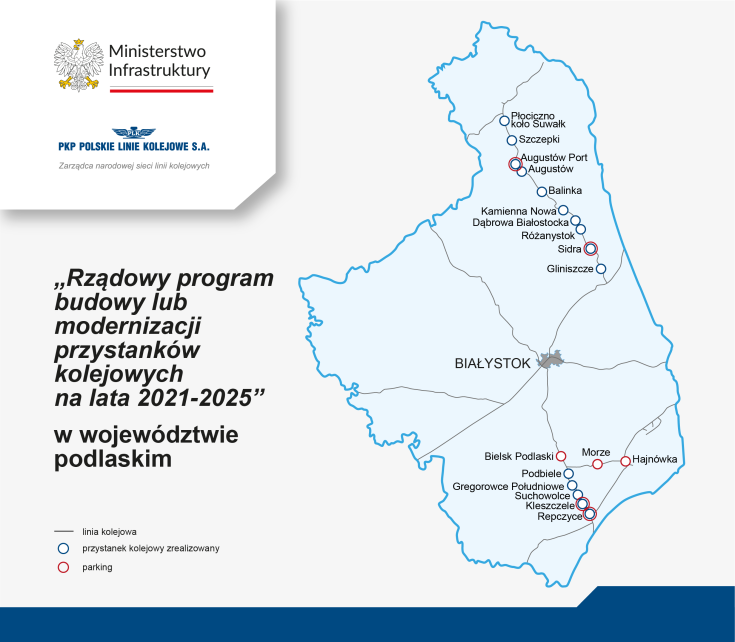 Suwałki, Sokółka, Hajnówka, mapa, Bielsk Podlaski, nowa infrastruktura, Program  Przystankowy, nowy parking