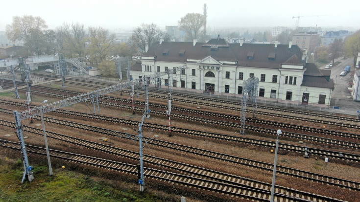 stacja, Łuków, widok z lotu ptaka, budynek dworca