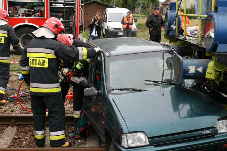 SOK, Straż Ochrony Kolei, bezpieczny przejazd, bezpieczeństwo, zderzenie, wypadek, kampania społeczna, Czeluścin, straż pożarna, policja, ratownik, ratownictwo medyczne, lokomotywa