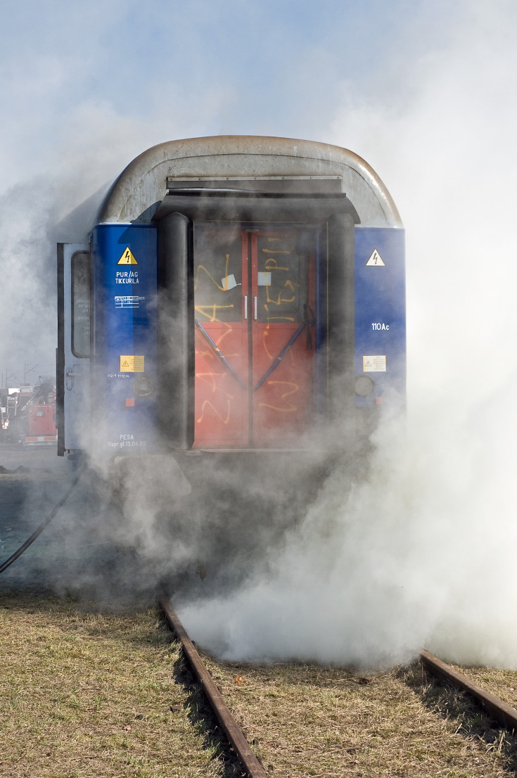 bezpieczeństwo, Legnica, PKP Intercity, straż pożarna, ratownictwo techniczne, awaria, ratownictwo, PKP Cargo, ćwiczenia, pożar, ogień, gaszenie pożaru