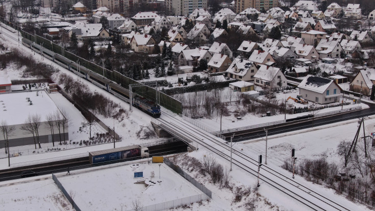 E30, Opole Zachodnie, nowa infrastruktura, pociąg pasażerski, Opole Główne, drugi tor, widok z góry