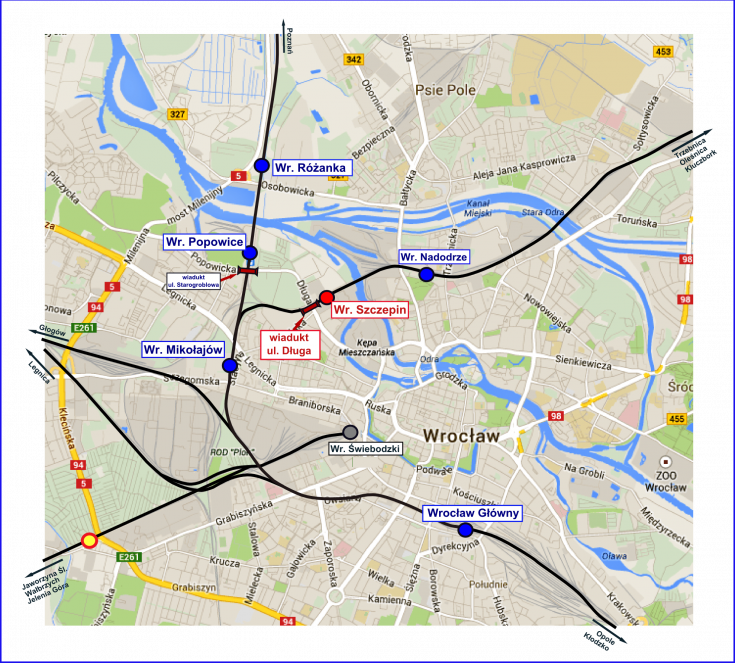 LK143, nowy przystanek, Wrocław Szczepin, mapa, nowa infrastruktura