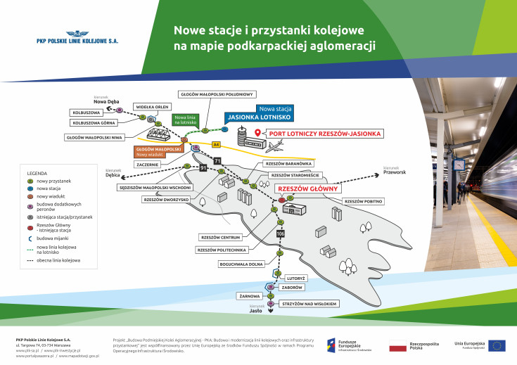 infografika, prace budowlane, Jasionka, kolej na lotnisko, PKA