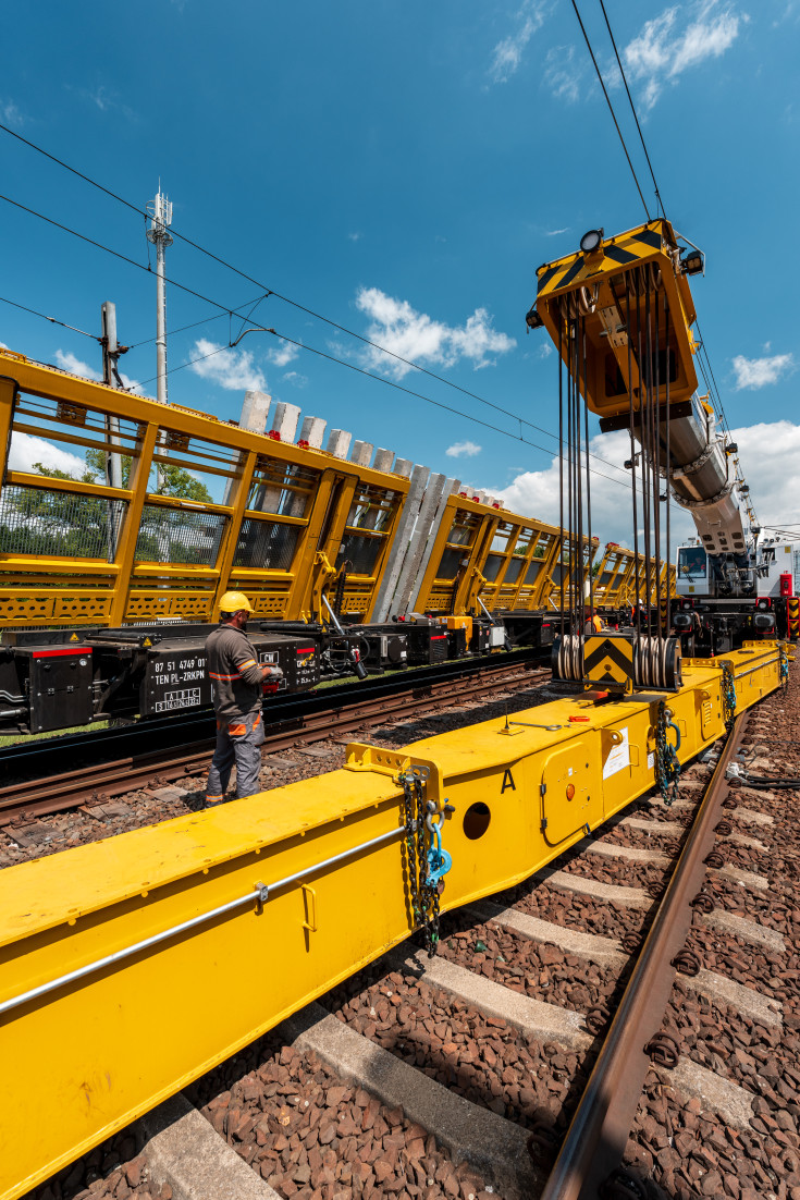 linia kolejowa, Opalenica, tor, maszyna, robotnik, KPO, Jastrzębsko