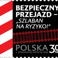 bezpieczny przejazd, Poczta Polska, znaczek pocztowy