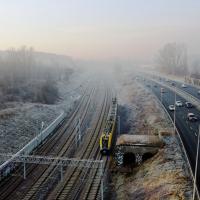 stacja, Kraków Podgórze, pociąg pasażerski, widok z lotu ptaka