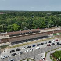 stacja, Zielonka, samochód osobowy, nowa infrastruktura, widok z lotu ptaka, nowy parking