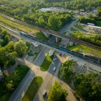 pociąg, przewóz towarów, wiadukt kolejowy, Sosnowiec, GOP, nowa infrastruktura