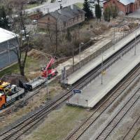 peron, Łódzki Węzeł Kolejowy, prace budowlane, maszyna, nowa infrastruktura, Głowno