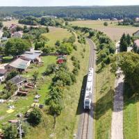 2023-08-18 Lokomotywa sprawdziła nowe wiadukty kolejowe w Kartuzach