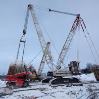 2024-01-19 Na start trzeciego tunelu jednotorowego w Łodzi – przenoszenie TBM nad torami