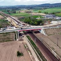 nowa infrastruktura, nowy wiadukt drogowy, widok z lotu ptaka, Pisary