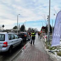 bezpieczny przejazd, akcja ulotkowa, przejazd kolejowo-drogowy, Nowa Iwiczna