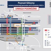 2022-08-19 Poznań Główny z nowymi numerami peronów – PLK ułatwiają orientację podróżnym