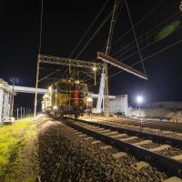 E75, Rail Baltica, CEF, budowa wiaduktu, zdjęcia nocne