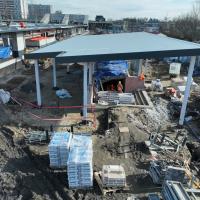 stacja, Warszawa Gdańska, nowe przejście podziemne, widok z lotu ptaka, mural