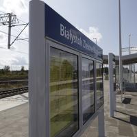 Rail Baltica, nowy przystanek, Białystok Zielone Wzgórza, nowa infrastruktura, nowa gablota