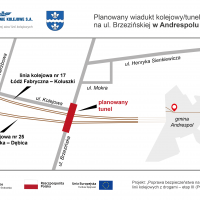 mapa, nowa infrastruktura, budowa wiaduktu kolejowego, program wiaduktowy, Andrespol