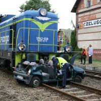 SOK, Straż Ochrony Kolei, bezpieczny przejazd, bezpieczeństwo, zderzenie, wypadek, kampania społeczna, Czeluścin, straż pożarna, policja, ratownik, ratownictwo medyczne, lokomotywa