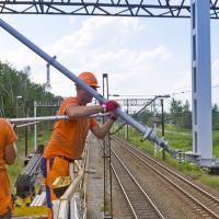 sieć trakcyjna, Toszek Północ, Stare Koźle, montaż sieci trakcyjnej