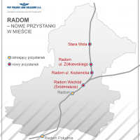 Radom, LK8, nowy przystanek, mapa, Stara Wola, Żółkiewskiego, Kozienicka