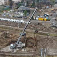 E75, Rail Baltica, skrzyżowanie bezkolizyjne, Zielonka, prace budowlane