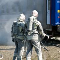 bezpieczeństwo, Legnica, PKP Intercity, straż pożarna, ratownictwo techniczne, awaria, ratownictwo, PKP Cargo, ćwiczenia, pożar, ogień, gaszenie pożaru