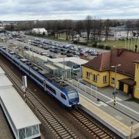 stacja, Warka, nowa infrastruktura, widok z lotu ptaka, pociąg osobowy