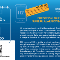 infografika, żółta naklejka, 112, numer alarmowy, www.bezpieczny-przejazd.pl, Europejski Dzień Numeru Alarmowego