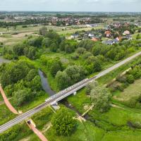 most kolejowy, widok z lotu ptaka, LK27, rzeka Płonka