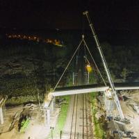 E75, Rail Baltica, CEF, budowa wiaduktu, zdjęcia nocne