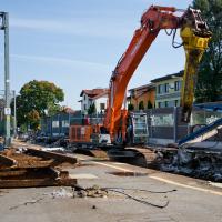 CEF, Łącząc Europę, LK447, demontaż, Warszawa Ursus, demontaż peronu, prace budowlane, maszyna, przystanek, demontaż toru