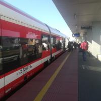 pasażer, peron, stacja, pociąg, LK356, Wągrowiec