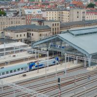 peron, stacja, Bytom, widok z lotu ptaka, hala peronowa