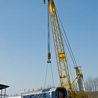 bezpieczeństwo, Legnica, PKP Intercity, straż pożarna, ratownictwo techniczne, awaria, wykolejenie, ratownictwo, wagon, dźwig, PKP Cargo, sprzęt specjalistyczny, ćwiczenia