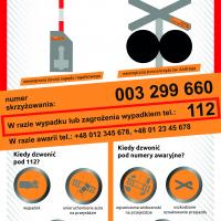 bezpieczny przejazd, bezpieczeństwo, szlaban, przejazd kolejowo-drogowy, materiał informacyjny, infografika, szlaban na ryzyko, przejście, banner, żółta naklejka, naklejka, INI, znakowanie przejazdów, 112