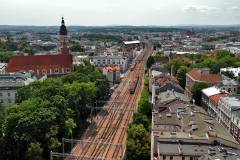 Kraków Główny, widok z lotu ptaka, pociąg osobowy