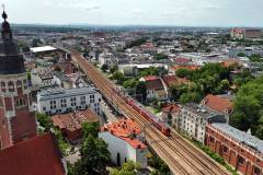 Kraków Główny, widok z lotu ptaka, pociąg osobowy