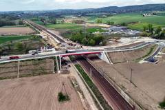 nowa infrastruktura, nowy wiadukt drogowy, widok z lotu ptaka, Pisary