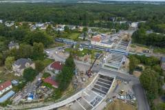 wiadukt kolejowy, nowa infrastruktura, Kobylnica, widok z lotu ptaka