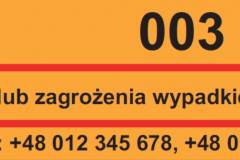 bezpieczeństwo, E59, przejazd kolejowo-drogowy, żółta naklejka, telefon alarmowy