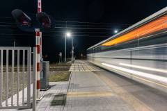 E75, Rail Baltica, CEF, nowy przystanek, Prostyń, zdjęcia nocne