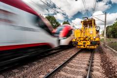 linia kolejowa, pociąg, tor, maszyna, robotnik, KPO, Jastrzębsko