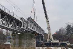 dźwig, montaż, prace budowlane, nowe przęsło, nowy most, Oborniki
